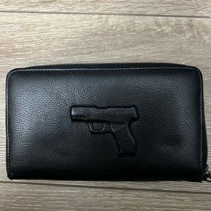 VLIEGER & VANDAM black leather zipped wallet